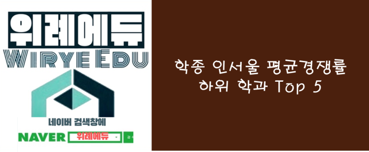 학종 인서울 평균경쟁률 하위 학과 Top 5