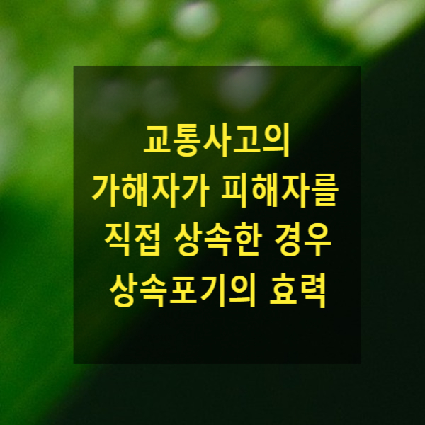  상속 - 교통사고의 가해자가 피해자를 직접 상속한 경우 상속포기의 효력