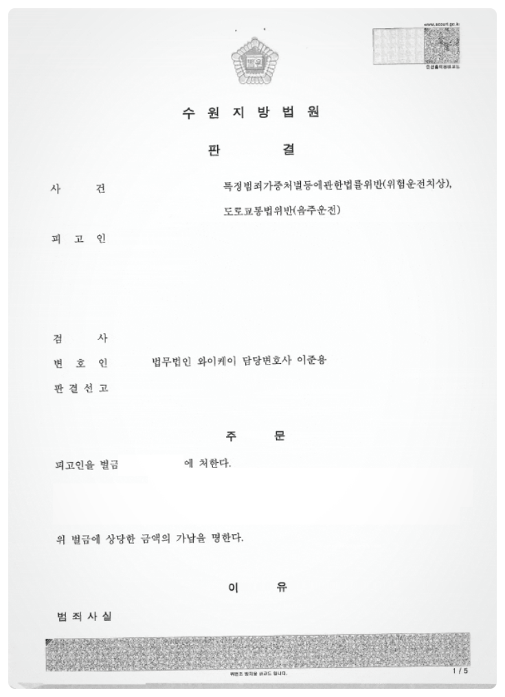  음주운전치상 - 대인피해 3명에도 '실형' 피한 성공사례 [+편지]