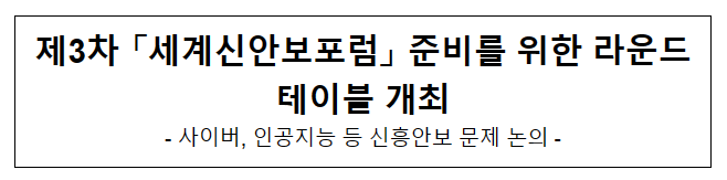 제3차 「세계신안보포럼」 준비를 위한 라운드테이블 개최 제3차 「세계신안보포럼」 준비를 위한 라운드테이블 개최
