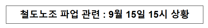철도노조 파업 관련 : 9월 15일 15시 상황 철도노조 파업 관련 : 9월 15일 15시 상황