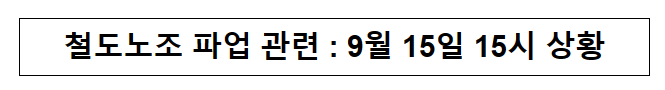 철도노조 파업 관련 : 9월 15일 15시 상황