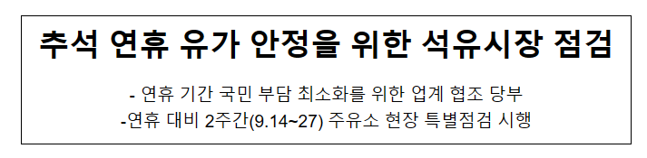 추석 연휴 유가 안정을 위한 석유시장 점검 추석 연휴 유가 안정을 위한 석유시장 점검