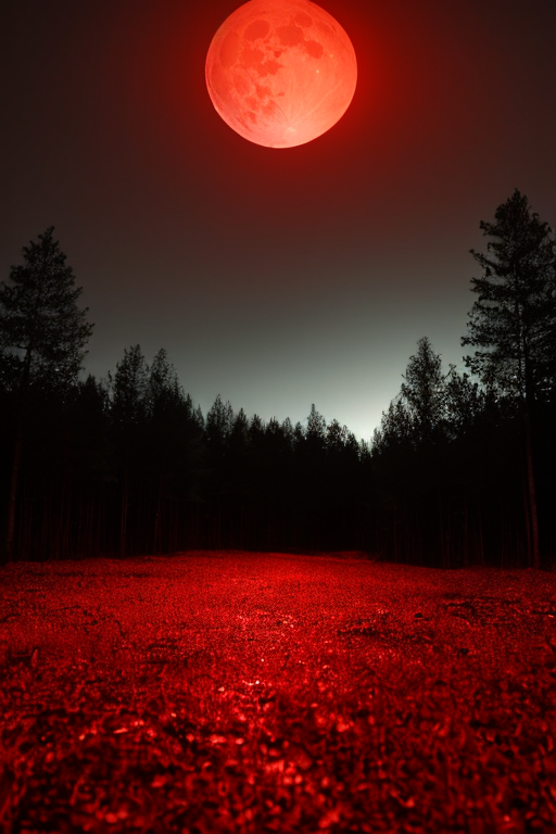 [Ai Greem] 배경_달 026: 월식, 붉은 달, 적월, 빨간 달, 숲, 숲속, 자연, 상업적으로 사용 가능한 무료 이미지, 월식 일러스트, 월식 AI 이미지