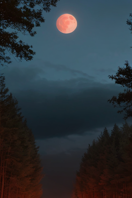  [Ai Greem] 배경_달 025: Free image of the red moon & a lunar eclipse with a forest background.