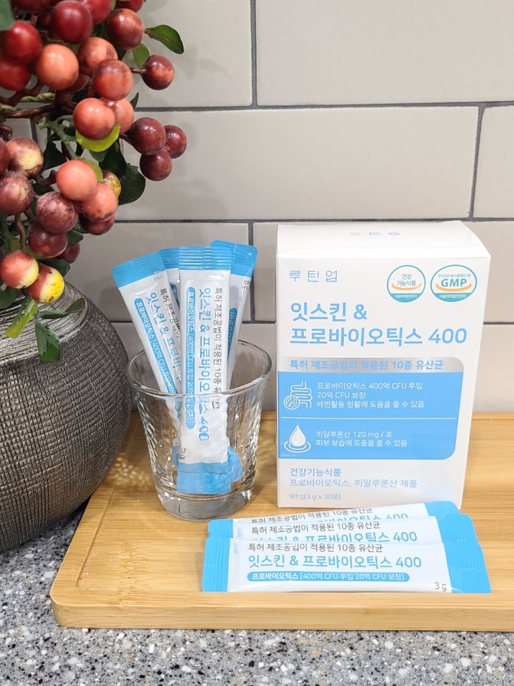  피부 유산균 루틴업 잇스킨&프로바이오틱스 400, 장건강과 피부보습까지 챙겨요~
