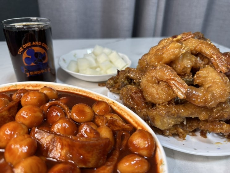  양념치킨추천 치킨매니아 산본2호점 왕새우치킨 구슬떡볶이