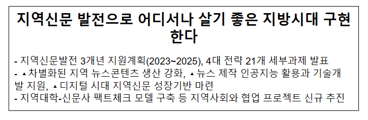 지역신문 발전으로 어디서나 살기 좋은 지방시대 구현한다 지역신문 발전으로 어디서나 살기 좋은 지방시대 구현한다