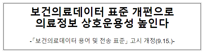 보건의료데이터 표준 개편으로 의료정보 상호운용성 높인다 보건의료데이터 표준 개편으로 의료정보 상호운용성 높인다