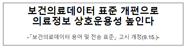 보건의료데이터 표준 개편으로 의료정보 상호운용성 높인다