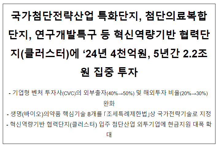 첨단산업 글로벌 클러스터 육성방안 후속조치 계획 첨단산업 글로벌 클러스터 육성방안 후속조치 계획