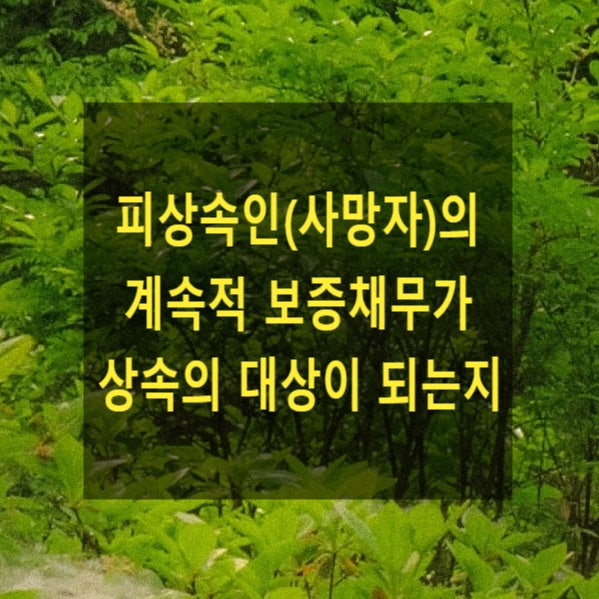 상속 - 피상속인(사망자)의 계속적 보증채무가 상속의 대상이 되는지(보증인 지위 승계여부)