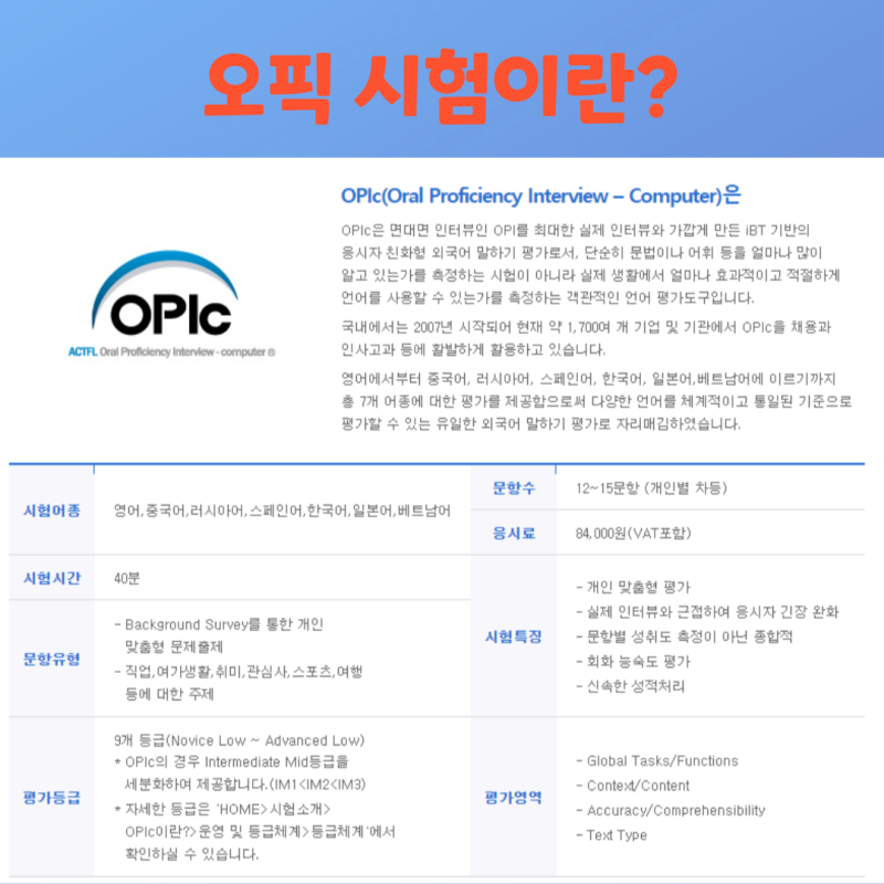 오픽 시험 가격, 장소, 접수 방법, 공부 방법 알아보기