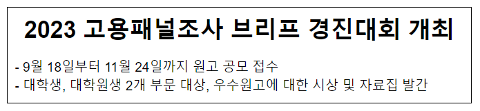 2023 고용패널조사 브리프 경진대회 개최