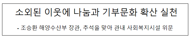 소외된 이웃에 나눔과 기부문화 확산 실천 소외된 이웃에 나눔과 기부문화 확산 실천