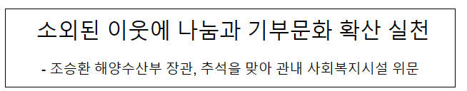 소외된 이웃에 나눔과 기부문화 확산 실천