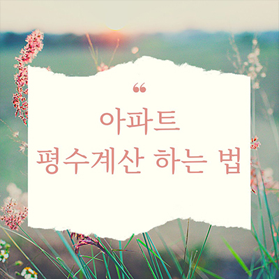  아파트 평수 계산 하는법 알아보기