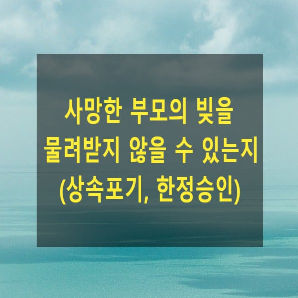  상속 - 사망한 부모의 빚을 물려받지 않을 수 있는지(상속포기, 한정승인)