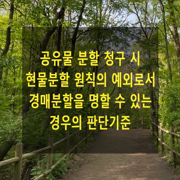  공유물 분할 청구 시 현물분할 원칙의 예외로서 경매분할을 명할 수 있는 경우의 판단기준