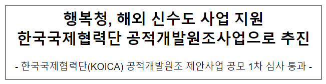 행복청, 해외 신수도 사업 지원 한국국제협력단 공적개발원조사업으로 추진 행복청, 해외 신수도 사업 지원 한국국제협력단 공적개발원조사업으로 추진