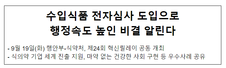 수입식품 전자심사 도입으로 행정속도 높인 비결 알린다 수입식품 전자심사 도입으로 행정속도 높인 비결 알린다