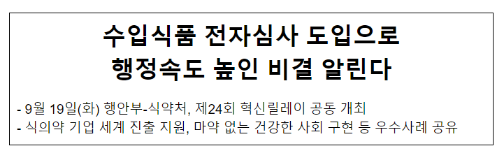 수입식품 전자심사 도입으로 행정속도 높인 비결 알린다