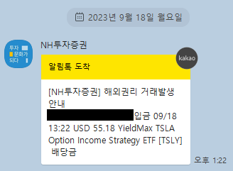  TSLY ETF 9월 배당금 후기 (미국 월배당 ETF)