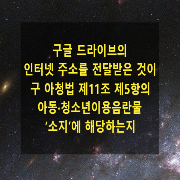  구글 드라이브의 인터넷 주소를 전달받은 것이 구 아동·청소년의 성보호에 관한 법률 제11조 제5항의 아동·청소년이용음란물 ‘소지’에 해당하는지
