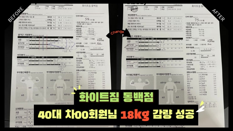  동백피티)20kg 감량 성공한 화이트짐 동백점의 차00회원님종현쌤과 함께한 4개월간의 여정