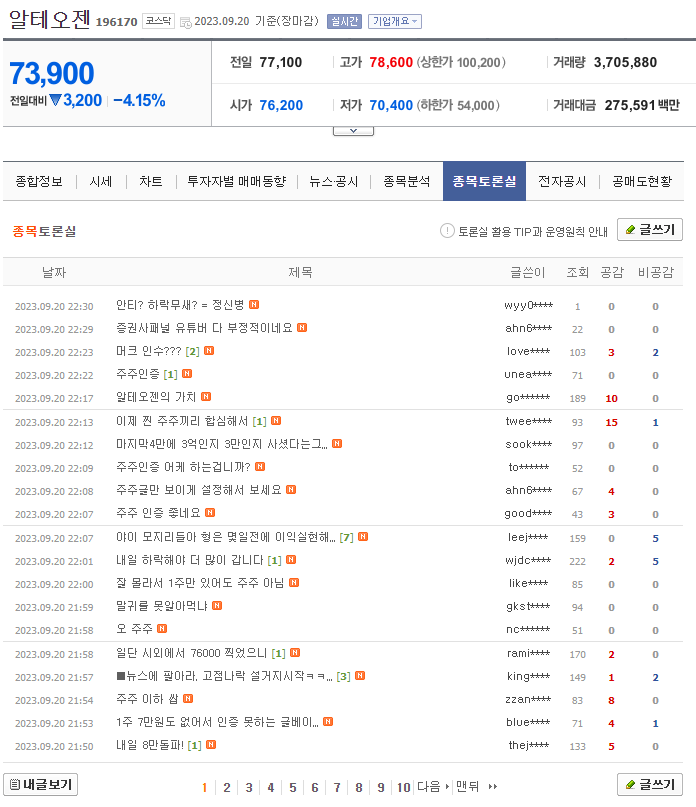  네이버 증권 종토방 주주 게시글 보는 법