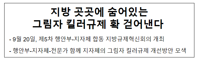 지방 곳곳에 숨어있는 그림자 킬러규제 확 걷어낸다