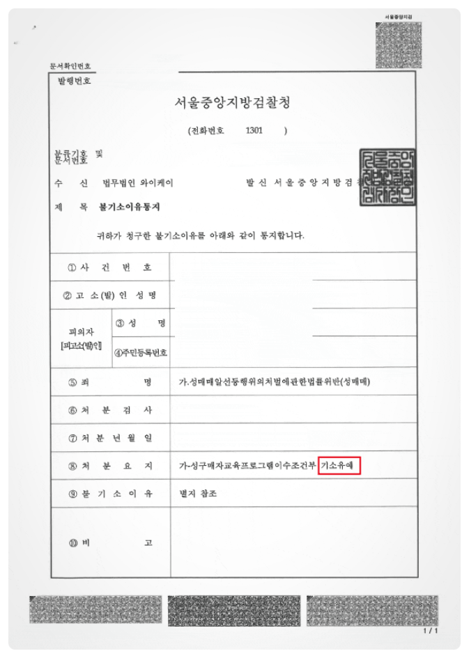  성매매 - 아청성매수 혐의 벗고 "기소유예" 선처 받은 사례