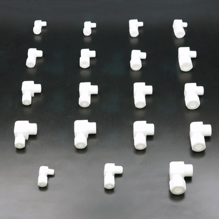  [Fitting] PTFE 테프론 엘보우 파이프 어댑터 PT(R) Tap male 매일 L자 커넥터 테플론 Fitting Teflon 내화학성