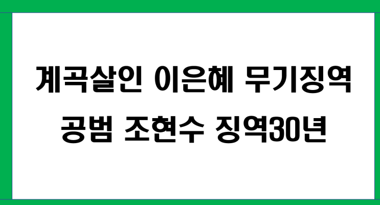 계곡살인 <b>이은해</b>, 무기징역, 공범 <b>조현수</b> 징역30년