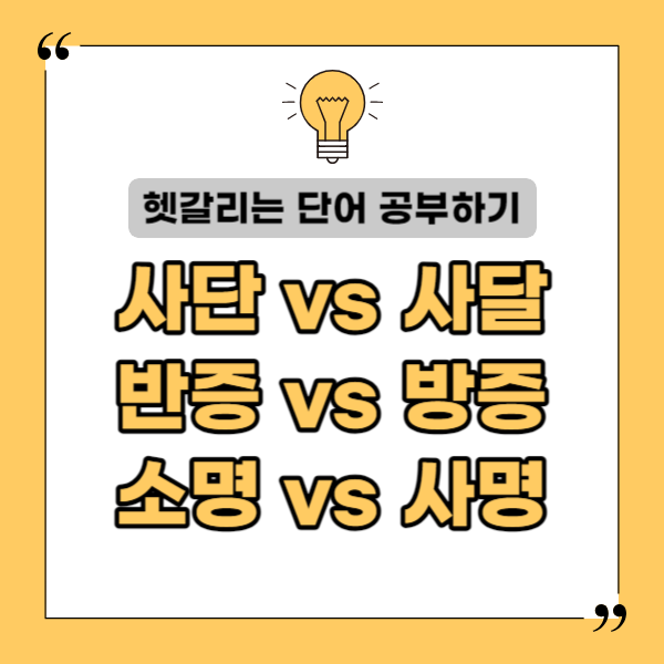 사단 사달, 반증 방증, 소명 사명 뜻은? 사단 사달, 반증 방증, 소명 사명 뜻은?