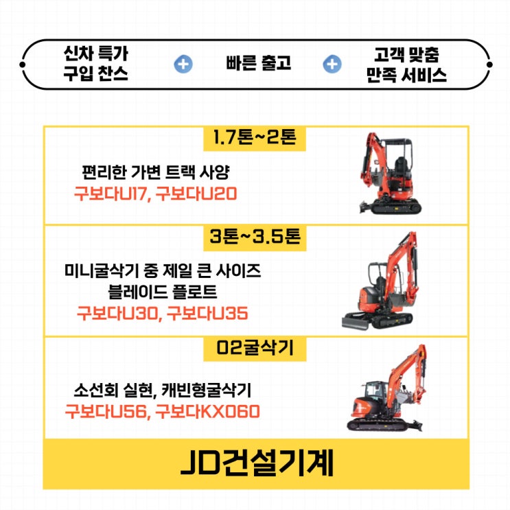  평택 굴삭기 신차판매, 구보다미니굴삭기렌탈