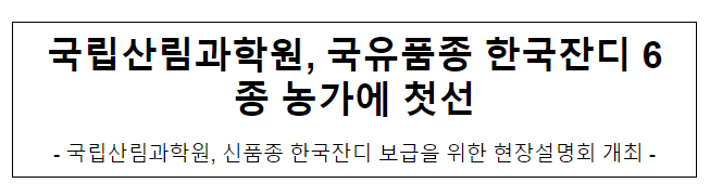 국립산림과학원, 국유품종 한국잔디 6종 농가에 첫선 국립산림과학원, 국유품종 한국잔디 6종 농가에 첫선