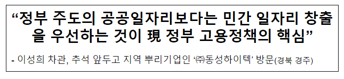 “정부 주도의 공공일자리보다는 민간 일자리 창출을 우선하는 것이 現정부 고용정책의 핵심” “정부 주도의 공공일자리보다는 민간 일자리 창출을 우선하는 것이 現정부 고용정책의 핵심”