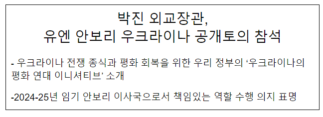 박진 외교장관, 유엔 안보리 우크라이나 공개토의 참석