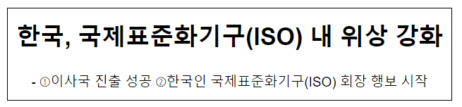 한국, 국제표준화기구(ISO) 내 위상 강화