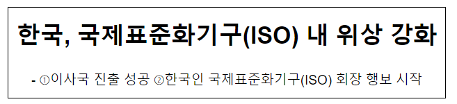 한국, 국제표준화기구(ISO) 내 위상 강화