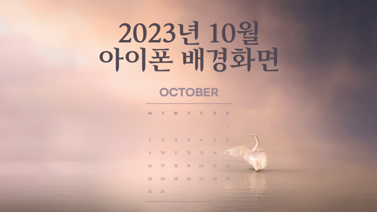  심플 2023년 10월 무드 달력 아이폰 고화질 배경화면 7종