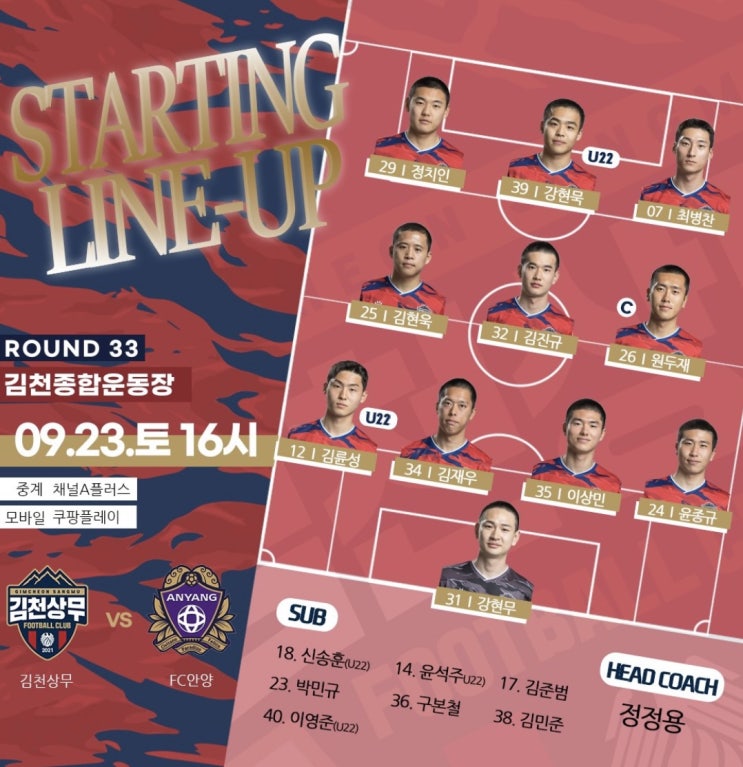 33라운드 <b>김천</b>상무 VS FC안양 경기분석(<b>정치인</b> 해트트릭... 
