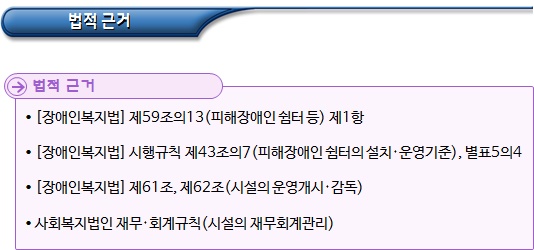 피해장애인쉼터 설치, 운영 및 기능