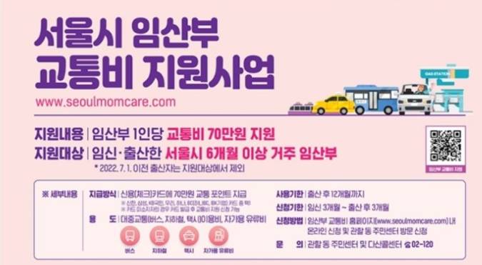  서울시 임산부 교통비 지원 - 70만원 (feat. 신청방법, 사용후기)