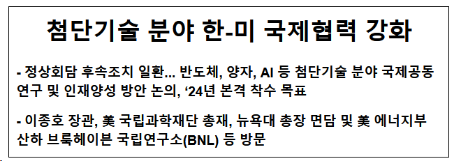 첨단기술 분야 한-미 국제협력 강화 첨단기술 분야 한-미 국제협력 강화
