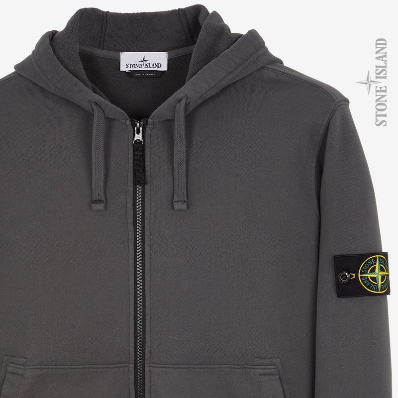 스톤아일랜드 23FW COTTON 플리스 풀집업 브러쉬 후드자켓 LG