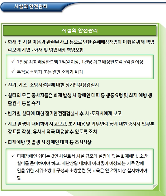 피해장애인쉼터 시설의 안전관리 등