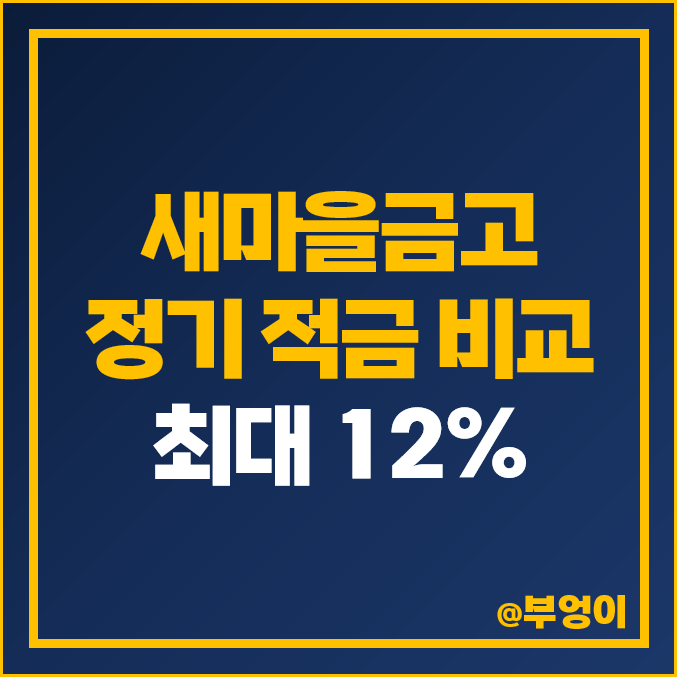 새마을금고 금리 높은 단기 고금리 특판 정기 적금 추천 비교 12%