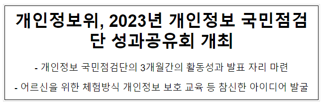 개인정보위, 2023년 개인정보 국민점검단 성과공유회 개최